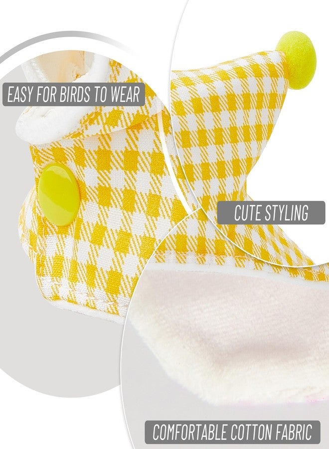 سكويشي ملابس ببغاء، ملابس طيور، ملابس ببغاء - ملابس شتوية للببغاء بأزرار كبس، فستان وردي بنقشة مربعات مع غطاء رأس - Image 4